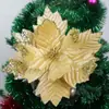 Flor de Natal de 30cm com Glitter, Flor de Seda, Decorações de Natal, Adereços de Fotografia, Decoração de Casa, Flores Artificiais, Suporta Personalização