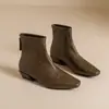 Botas Estilo Coreano para el Trabajo con Tacón Grueso Botas tipo Martin Otoño Cortas hasta el Tobillo Cierre Trasero Punta Cuadrada Adelgazantes Botas Versátiles de Moda Botas Chelsea para Mujer