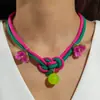 Joyería de Estilo Europeo y Americano, Diseño Único de Nudo con Elementos de Hoja, Estrella de Mar y Concha, Collar Exagerado, Collar Sencillo con Colgante de Cordón