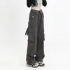 Pantalones casuales de tiro alto, corte ajustado, estilo 2026, con diseño de solapa, corte recto, múltiples bolsillos, adecuados para primavera y otoño, efecto adelgazante, pantalones de trabajo, pantalones largos para mujer, estilo urbano