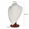 Soporte de Exhibición de Collares de Madera Maciza Color Nogal Maniquí de Cuello para Collares Soporte de Joyería para Colgantes Cuello para Retratos Joyería para Cuello Superficie de Cuero y Terciopelo