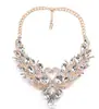Traje de joyería de diamantes artificiales para mujer collar/pendientes flor dama conjunto cadena