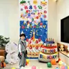 Cortina de lluvia de globos para cumpleaños de niño, decoración de escena con ambiente moderno, cascada de ceremonia de primer cumpleaños de niña, juego de cumpleaños