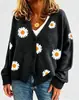 Dunhuang.com cárdigan de punto de nuevo estilo para mujer en lotes pequeños con botones de un solo pecho y bordado de crisantemos, suéter para mujer