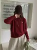 Suéter de Punto Redondo Pequeño Fresco Estilo Coreano con Parche de Caballo Tejido a Mano para Mujer Estilo Perezoso Ropa de Punto Otoño e Invierno Zez