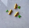 Estilo Chino Color Oro Mate Conservación del Color Goteo de Aceite Hoja Verde Bambú Agujero Pasante Accesorios para Ropa Colgante de Bambú en Crecimiento