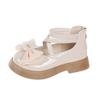 Zapatos de Cuero de Caña Alta Nuevos para Otoño 2026 para Niñas Estilo Coreano Moda Lazo Zapatos de Suela Suave para Niños Mayores Zapatos de Princesa