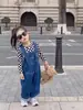 Outono 2024 Novo Estilo Coreano Roupas Infantis Jeans com Alça Larga para Meninas com Bolsos Grandes Macacão Casual Reto
