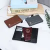 Bolsa Dobrável para Passaporte Bordada em Pele de Ovelha Rombos Mulher Nova Moda Capa Protetora de Passaporte de Viagem Carteira de Couro Genuíno Tendência