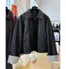 Chaqueta de cuero casual con solapa estilo coreano 2026 para mujer, súper elegante, parka corta única de alta gama para otoño