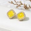 Agulha de prata geométrica pequeno quadrado diamante doce cor brincos de gota all-match doce estilo natural brincos para as mulheres