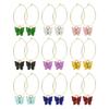 Lindos pendientes de mariposa con accesorios, pendientes de mariposa de círculo grande, pendientes de mariposa de color ecológico, pendientes de círculo grande, venta al por mayor