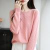 Outono e Inverno Transfronteiriço Novo de Primeira Linha Pronto para Vestir Tricôs Femininos Pulôver Solto Manga Longa Camisa Básica Tricô com Gola Redonda Torcida