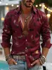 Camisa de manga larga para hombre estilo europeo y americano, nueva para 2026, con estampado floral retro y de plumas, camisa casual con solapa, artículo de venta caliente