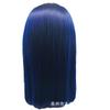 Peluca de cabello humano real, corta y recta, con ondas Bobo azules, con encaje frontal de 13x4