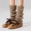 Calcetines de becerro a rayas estilo coreano, calcetines de lana versátiles para mujer, calcetines cálidos de punto hasta la rodilla