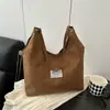 Versão Coreana Outono e Inverno Novo 2025 Versão Coreana Veludo de Camurça Nova Moda Simples Casual Grande Capacidade Bolsa Transversal Tote Feminina