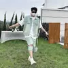 Conjunto de Chaleco de Mezclilla Lavada Estilo Retro Americano y Shorts Rasgados Transfronterizo, Chaqueta sin Mangas Holgada de Verano Unisex