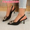 Moda Europea y Americana Verano Nuevo Estilo Slip-On Moda Femenina Sandalias de Tacón Alto Suministro Directo de Stock Transfronterizo Zapatos de Mujer Stiletto Negros