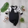 Macacão de bebê de manga comprida estampado de verão 2024 novo com alça falso duas peças roupas de bebê roupas de escalada atacado comércio exterior