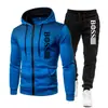 Ropa Deportiva con Capucha y Cremallera para Hombre, Traje de Sudoración Casual de Marca Tendencia con Estampado, Nuevo para Otoño e Invierno 2025, Transfronterizo