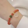 Pulsera de ágata roja natural con calcedonia Jade anillo único pulsera estilo nacional pulsera de cristal para mujer fábrica generación envío