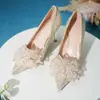 Zapatos de Tacón Alto para Mujer con Lazo de Alta Gama, Nuevo Estilo Francés Primavera y Verano 2025 Exquisitos Tacones de Aguja de Boca Baja para Mujer