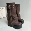 Botas Longas Femininas Únicas com Solas Grossas e Aumento de Altura, Novo Estilo Outono e Inverno 2026, Adequadas para Pessoas Baixas, Estilo Doce e Cool, Botas de Equitação