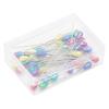 Aguja en forma de pera, alfiler fijo en caja, aguja con forma de pera, aguja de color, costura manual, posicionamiento de cabeza grande, aguja de perla