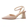 Sandalias Fu Hao de Tacón Grueso con Punta Abierta para Mujer 2026 Primavera Verano Zapatos de Mujer Zapatos con Parte Delantera Calada y Punta Cerrada con Correa Trasera Tacón Galvanizado Zapatos Casuales para Mujer