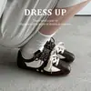 Zapatos de Boca Profunda de Moda Primavera 2026 con Diseño de Encaje Patchwork con Cordones, Cómodos Zapatos Casuales para Mujer con Tacón Oculto de Piel de Cerdo