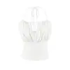 2026 Top de Tirantes Sexy Ruched en la Cintura Ajustado con Cuello Halter de Lazo para Mujer, Ropa de Verano Estilo Corto con Hermoso Diseño en la Espalda