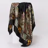Bufanda cuadrada de seda con estampado de hojas grandes alta calidad para mujer Europa y Estados Unidos transfronterizo chal chal bufanda para hombros bufanda de 90 cm venta al por mayor