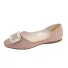 Estilo Francês Confortável Fivela Quadrada Boca Rasa Strass Versão Coreana Primavera 2026 Sapatos de Casamento para Mulheres, Sapatos Baixos com Solado Macio, Estilo Levemente Maduro