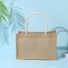 Bolsa de juta portátil para atacado, bolsa simples e fashion, grande capacidade para o dia a dia, bolsa de linho para pintura manual DIY