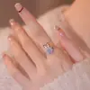 Anillo abierto de conejo de circonita giratoria de Corea del Sur, ligero, de lujo, con temperamento de nicho, anillo para dedo índice, dulce pulsera de moda al por mayor
