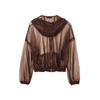 Exportación Transfronteriza Aliexpress Producto Caliente Nuevo Exportación Ropa de Mujer al por Mayor ZR Chaqueta con Capucha de Organza Transparente
