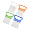 Inserto para cebolla de acero inoxidable 430, cortador de cebolla multifunción para uso doméstico con forma de aguja de pino, cortador de verduras, rebanador de frutas y verduras, soporte