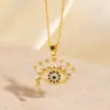 Amazon Transfronterizo Otoño e Invierno Vintage Collar Ojo del Diablo Cobre Chapado en Oro Microincrustado Circonita Gota de Aceite Joyería de Nicho para Mujeres