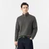 Camiseta interior básica de lana merino de color liso con media cremallera para pareja, antibacteriana 10A, cálida de manga larga, en stock