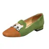 Mocasines Bordados de Gato 2026 Nuevos de Primavera Tacón Bajo Retro Slip-On Mocasines Versátiles Planos para Mujer