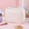 Organizador de cosméticos Amazon transfronteiriço, bolsa de maquiagem simples e compacta, nova necessaire portátil de couro PU, projetada para viagens