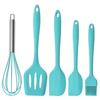 Utensílios de Cozinha de Silicone Conjunto de 5 Peças Espátula de Silicone Raspador para Assar Espátula para Bolo e Creme Fouet Conjunto de Utensílios para Assar