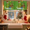Cortina de Monstruo Peludo Verde Navideño Decoración Festiva Barra Romana sin Taladro Cortina Corta Cortina de Ventana con Estampado Digital