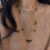 Collar de cadena de hueso de serpiente y ojo de tigre marrón Maillard de moda de Sugar Family, cadena larga de lana de nicho de alta calidad para mujer