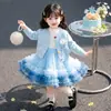 Conjunto de Outono para Meninas 2026 Nova Moda Elegante Casaco Cardigan Suéter de Princesa Elsa Conjunto de Duas Peças Vestido de Bebê Princesa
