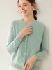 Suéter de Cachemira Pura para Mujer Otoño e Invierno Ajuste Delgado Cuello Redondo Manga Raglán Cárdigan Top de Manga Larga Tejido de Punto Capa Base