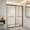 Cabina de ducha lineal personalizada, mampara de cristal para baño con puertas correderas dobles, venta al por mayor desde el fabricante para proyectos residenciales y hoteleros