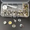 20 juegos 15mm tornillo de acero inoxidable hebilla blanca grande traje + herramienta lona fija 201 botón de presión metálico de cobre