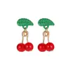 Moda Corea del Sur nuevos pendientes de botón de cereza para mujer ins simple nicho aleación Pendientes de cereza pendientes de temperamento al por mayor